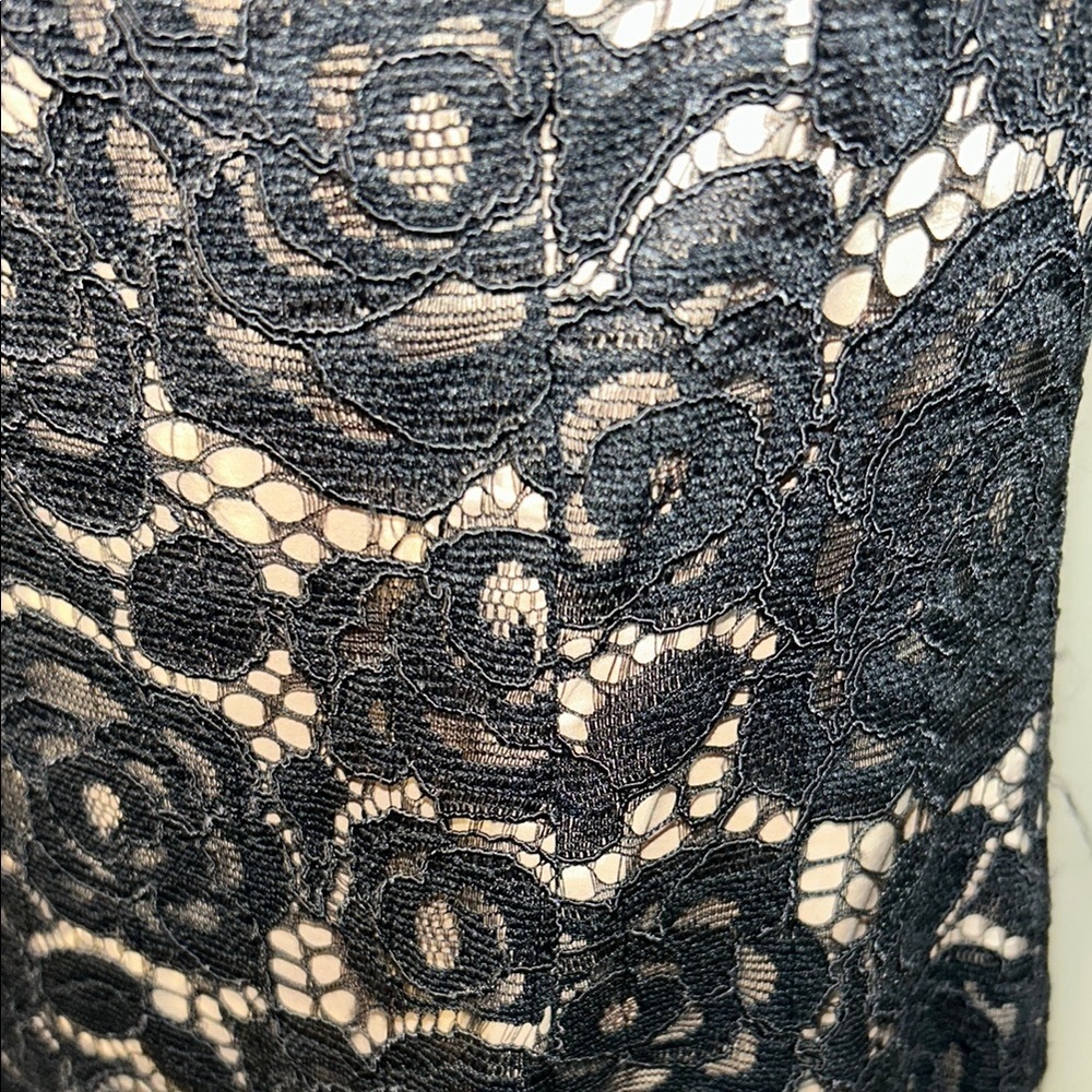 Adrianna Papell Black Tan Off-Shoulder Flutter Sleeve Mini Dress - Picture 6 of 11